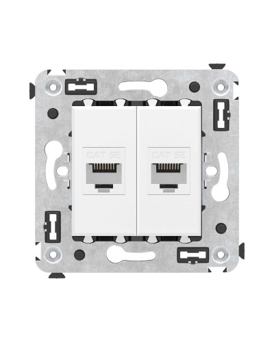 Розетка RJ-45 в стену, кат.5E, Avanti, двойная, белое облако (4400664). Розетка компьютерная. ДКС в Оренбурге