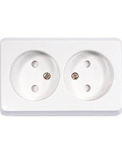 Розетка двойная открытой установки без з/к, бежевый, LK Standard (813601). Розетка без заземляющих контактов с защитными шторками. Экопласт в Оренбурге