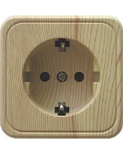 Розетка одинарная открытой установки с з/к, сосна, LK Standard (813225). Розетка с заземляющими контактами и защитными шторками. Экопласт в Оренбурге