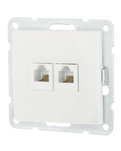 Розетка телефонная двойная 2xRJ-12 с накладкой, белый LK60 (865604-1). Розетка телефонная. Экопласт в Оренбурге