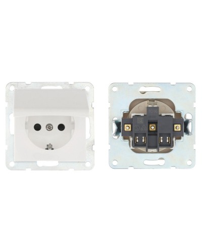 Розетка с з/к, шторками и крышкой, белый LK80 (843404-1). Розетка. Экопласт в Оренбурге