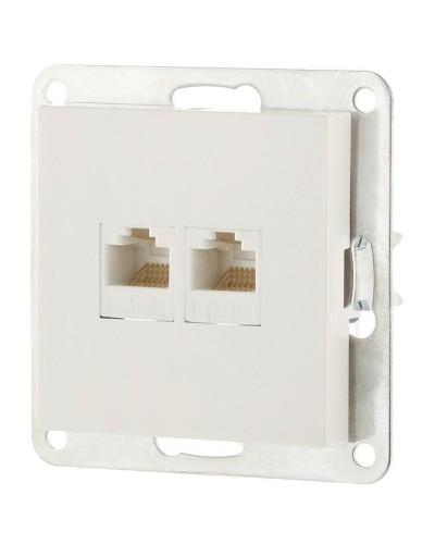 Розетка 2xRJ-45 кат.5е с накладкой, белый LK80 (846204-1). Розетка компьютерная двойная. Экопласт в Оренбурге