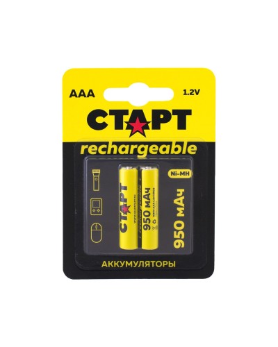 СТАРТ HR03 (AAA, 950mah), упак. 2 шт. БЛИСТЕР. Перезаряжаемые аккумуляторы. СТАРТ в Оренбурге