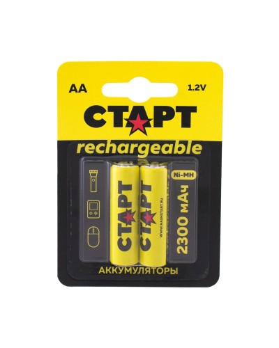 СТАРТ HR6 (AA, 2300 mah), упак. 2 шт. БЛИСТЕР. Перезаряжаемые аккумуляторы. СТАРТ в Оренбурге