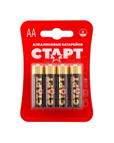 СТАРТ LR6-BL4 (1,5 В, AA, LR6), упак. 4 шт. БЛИСТЕР. Алкалиновые батарейки. СТАРТ в Оренбурге