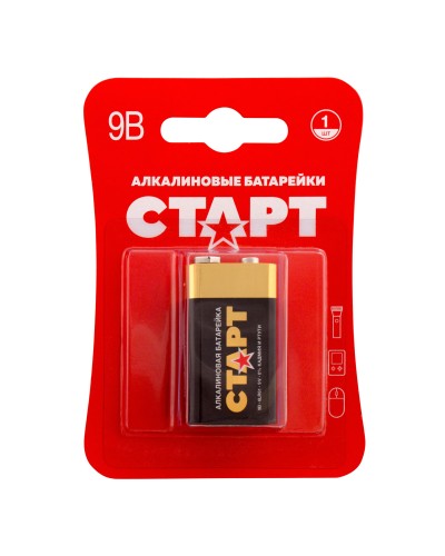 СТАРТ 6LR61-BL1 (9 В, Крона,  6LR61), БЛИСТЕР. Алкалиновая батарейка. СТАРТ в Оренбурге